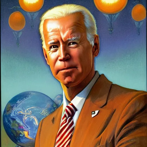 Image similar to ! dream solarpunk joe biden by j. c. leyendecker, bosch, lisa frank, jon mcnaughton, and beksinski