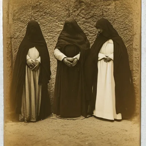 Prompt: photo of 3 women at the tomb of jesus by julia margaret cameron