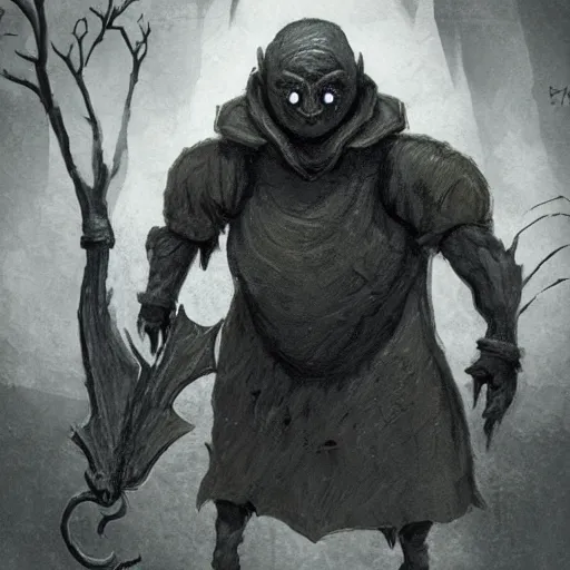 Image similar to Golem with a 12 side polyhedron head. Dark Fantasy, concept art, Bloodborne style