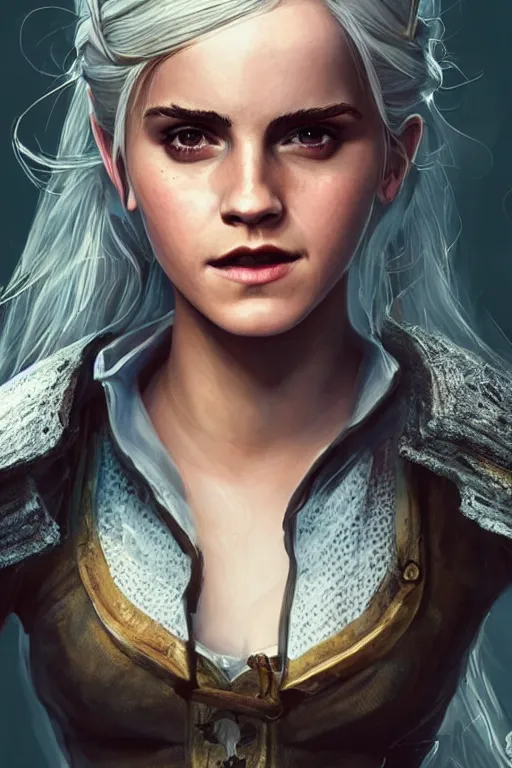 Image similar to a photo of Emma Watson as Ciri from the Witcher 3 casting a healing spell, fantasy, intricate, beautiful, highly detailed, digital painting, artstation, concept art, smooth, high resolution, sharp focus, illustration