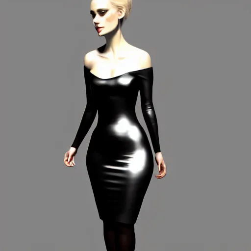 Prompt: portrait of a classy hot pale goth woman with elegant tight shiny multilayered sheath dress, voluptuous, photorealistic, self-satisfied expression, sublime, 16k, smooth, sharp focus, cgsociety, trending on ArtStation, volumetric lighting