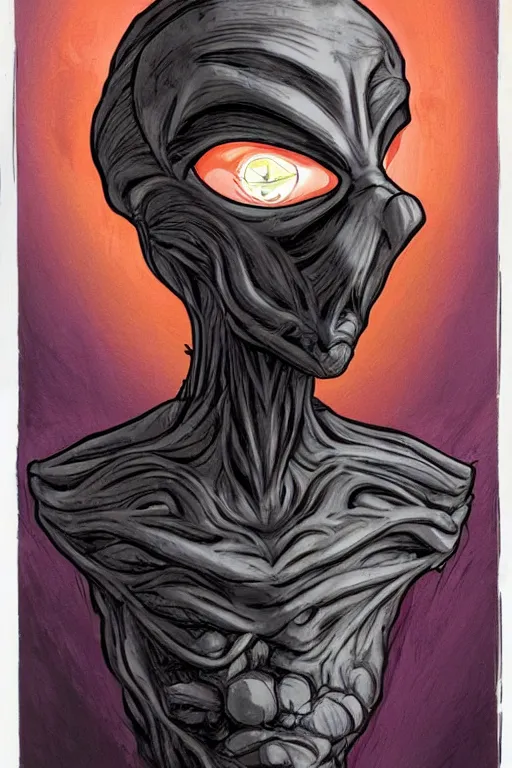 Prompt: an alien entity wrapped around someone's face so that it looks like a black mask. art by peter mohrbache.