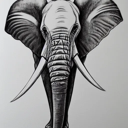 Prompt: elephant drawing self portrait on a white canvas