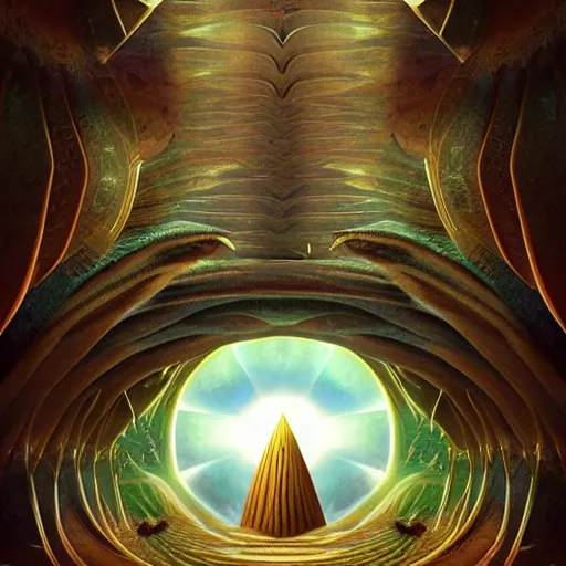 Prompt: symetrical, a majestic photograph of the kingdom of agharta, land of advanced races, giant, hollow earth infographic, illustrations, a big shell with a sun in the interior, dynamic lighting, digital art, fantastically beautiful, illustration,, closeup, aesthetically inspired by leonardo da vinci, trending on artstation, art by daniel merriam, 8 k, upscale