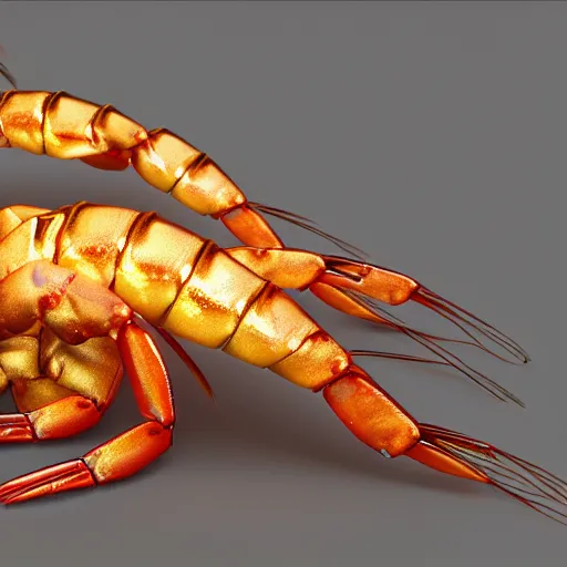 Image similar to gold shrimp photorealistic 4 k