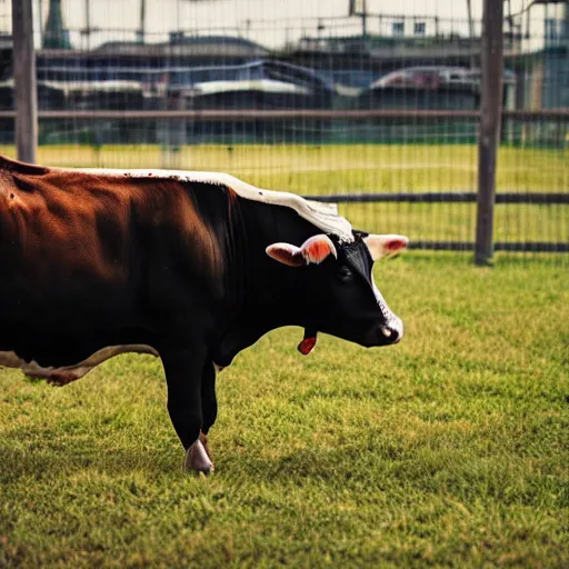 Image similar to cow running from a cage to a light of freedom