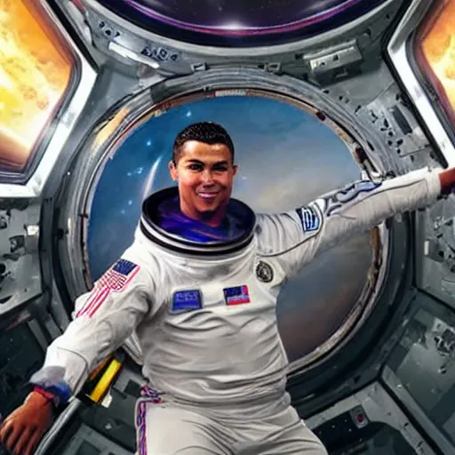 Image similar to ronaldo in space