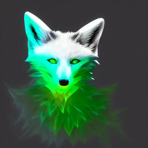 Prompt: digital green! and ( white ) fox, retrowave palette, digital world, highly detailed, electric breeze, anatomically correct vulpine, synth feel, fluffy face, ear floof, flowing fur, super realism, accurate animal imagery, 4 k digital art