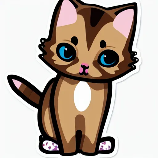 Image similar to cute kitten as an svg sticker, 2 d, flat, vector art