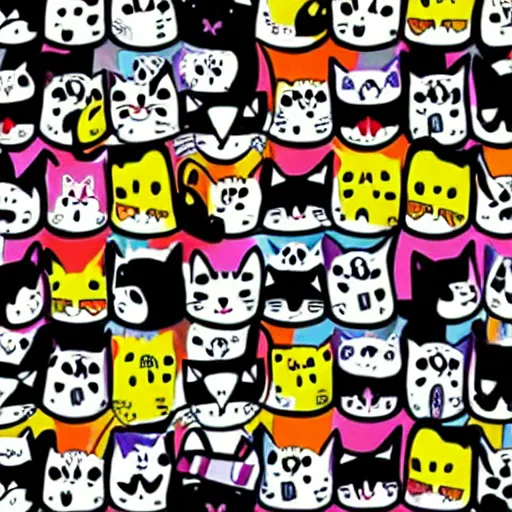 Prompt: Cats celebrate international Cat Day by Romero Britto