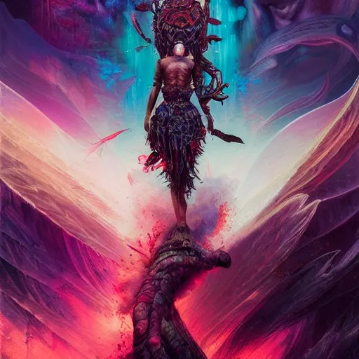 Prompt: detailed photo of valhalla, 8 k, by tristan eaton, stanley artgermm, tom bagshaw, greg rutkowski, carne griffiths, trending on deviantart, hyper detailed, glorious lighting, full of color, dramatic lightning