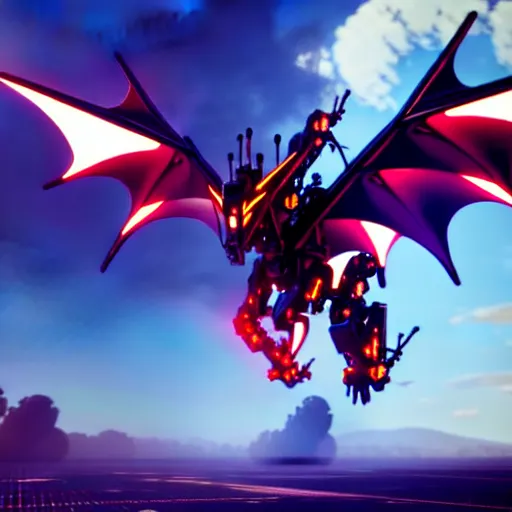 Image similar to a mecha dragon flying in the sky transporting someone, photorealistic 3 d octane render, unreal engine