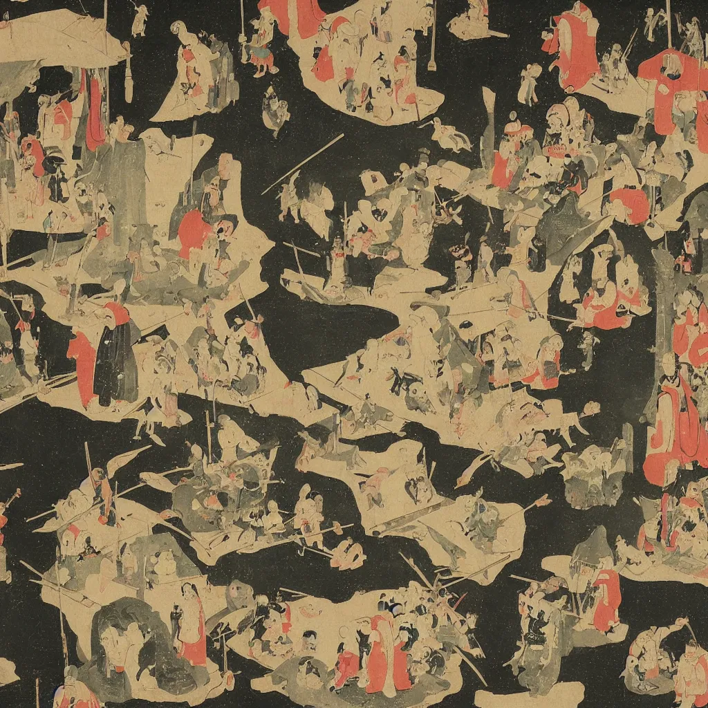 Prompt: Japanese art in the style of Hieronymus Bosch