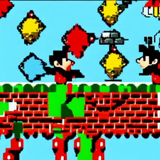 Image similar to Mario Bros playing with the Beatles