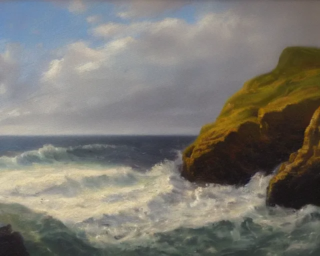 Prompt: Seascape. Oil on canvas. Leon Spillaert.