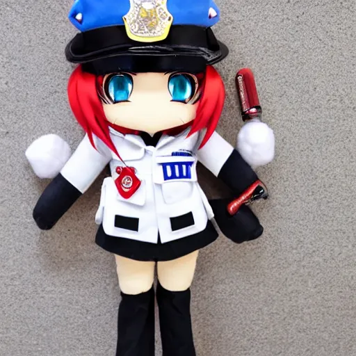 Image similar to cute fumo plush police girl, anime girl