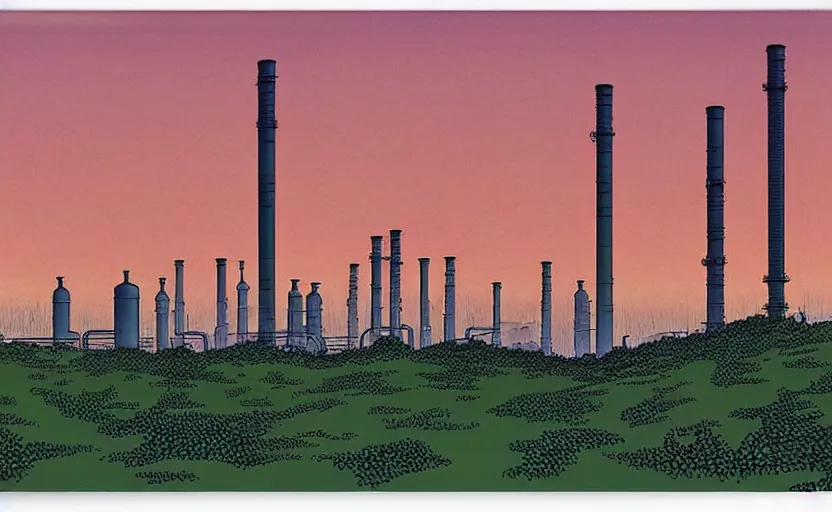 Image similar to industrial chimneys rising out of the undergrowth by moebius