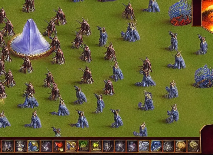 Image similar to realistic screenshot of a heroes of might and magic, 1 9 9 0, high quality