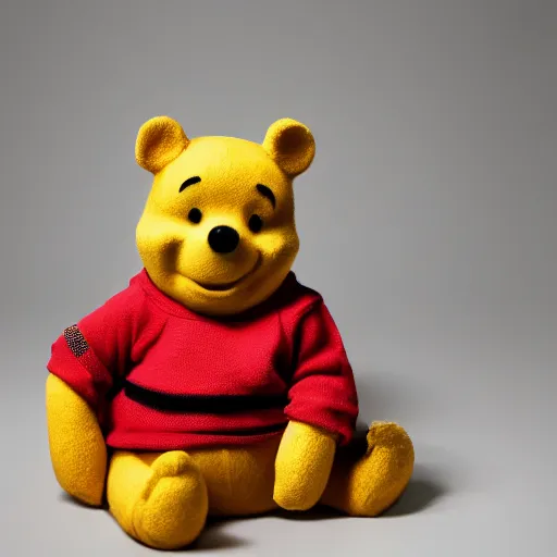 Prompt: winnie the pooh if he was a real person. studio photography.