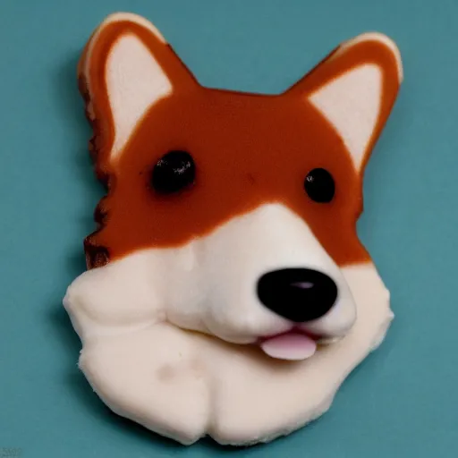 Prompt: candy in the shape of a corgi, photographed by david lynch