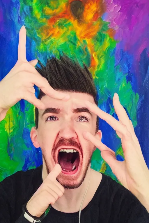 Image similar to Sean McLoughlin, Jacksepticeye, Irish Youtuber, solo portrait, yelling super loud, extreme yelling 🎨🖌️