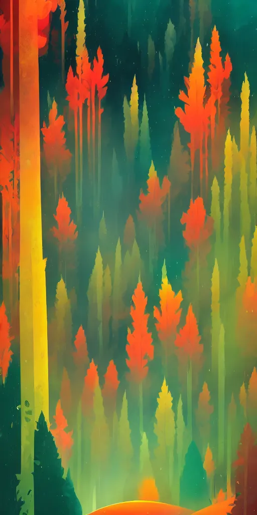 Image similar to a minimalist picture of a magical forest, by petros afshar