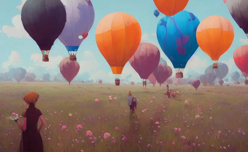 Image similar to flowers as hot air balloons by atey ghailan plein air