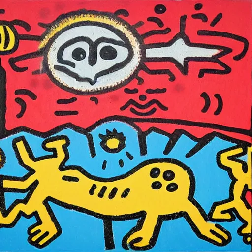 Image similar to heavenly martian 1975 gallerie triangle tabby cat lemon zinfandel raisin , by Georgia O'Keefee and Keith Haring and François de Nomé , groovy , Mixed media , impressionism