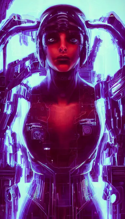 Image similar to I have no mouth and i want to scream, cyberpunk angry gorgeous goddess, alterd carbon, shot from a movie, neon, fibonacci, sweat drops, insane, intricate, highly detailed, digital painting, artstation, concept art, smooth, sharp focus, illustration, Unreal Engine 5, 8K, art by artgerm and greg rutkowski and alphonse mucha