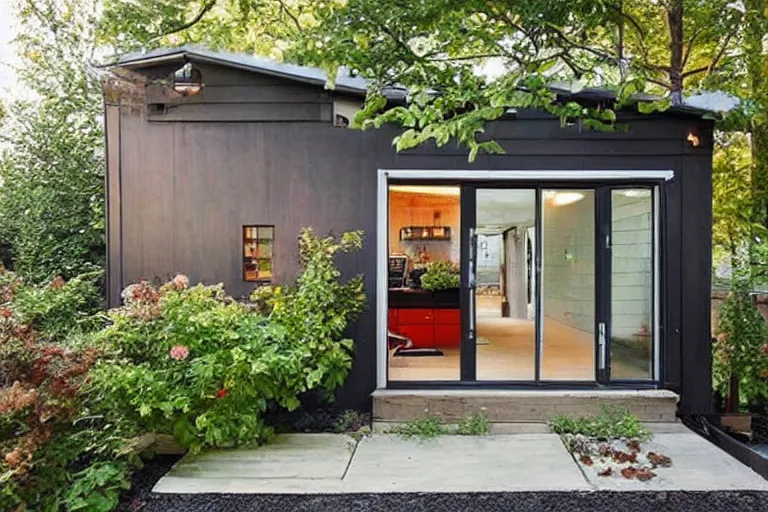 Image similar to modern backyard shed with quaint details in a canadian backyard