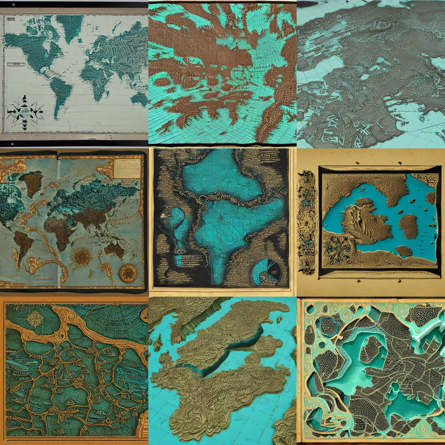 Image similar to an exquisite 3 d map, black and teal paper, intricate, highly detailed, epic, infographic, marginalia, unreal engine