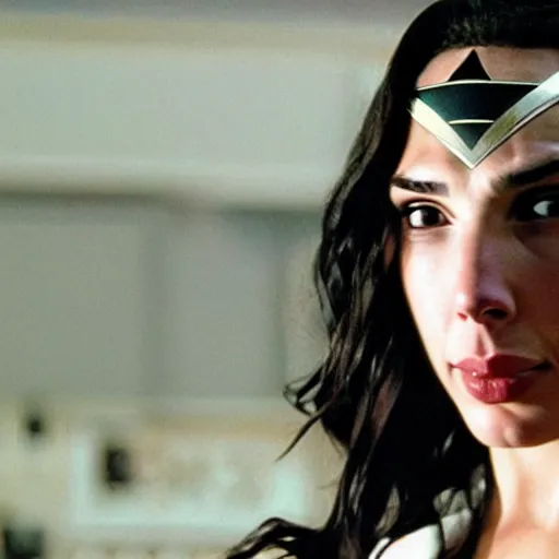 Prompt: gal gadot slowly morphing into american psycho ( 1 9 9 9 )