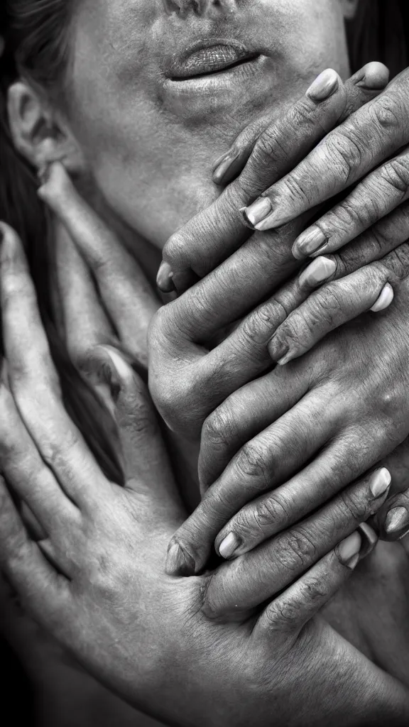 Image similar to photorealistic woman's palm, studio photo, 9 0 mm, f / 1. 4