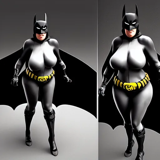 Image similar to big curvy batman woman, super realistic, super detailed, high octane, photorealistic, rendering 8 k, 8 k octane, unreal engine,