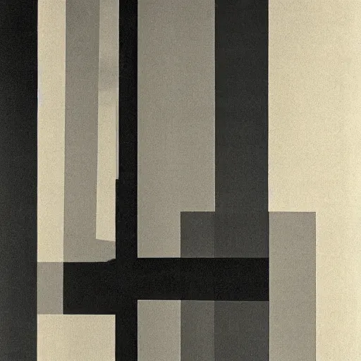 Prompt: narrow night landscape distant mountains bauhaus abstract by moholy nagy, laszlo