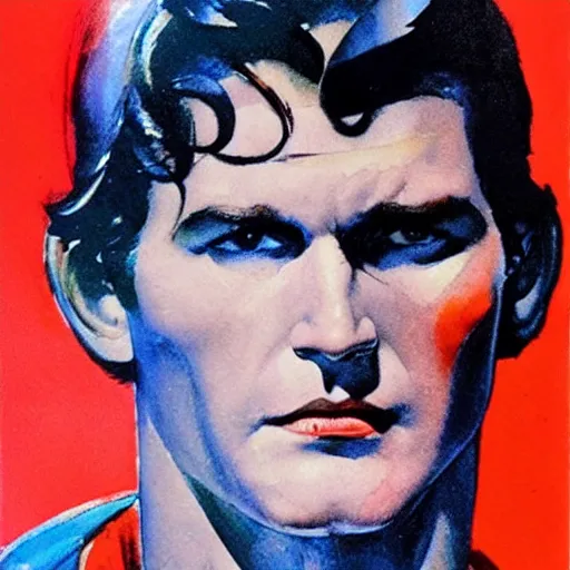 Image similar to photorealistic picture, by bob peak and alex ross, bloody superman, gouache and wash paints, fine details, fine intricate, fine facial proportionate, fine body proportionate, fine fix broken line, fine fix duplicate line, smooth shar focus, sharp focus