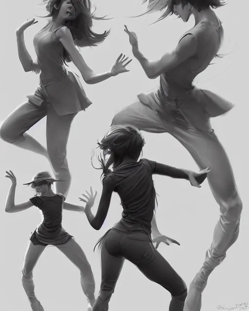 Prompt: Dancing Gesture draw by Stanley Artgerm Lau, Gesture draw, WLOP, Rossdraws, James Jean, Andrei Riabovitchev, Marc Simonetti, and Sakimichan, trending on artstation