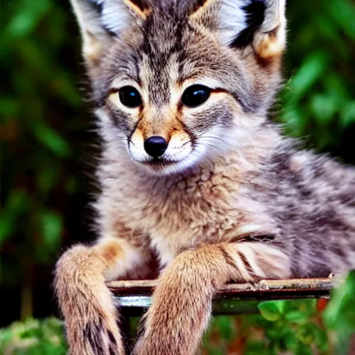 Prompt: an adorable coyote kitten