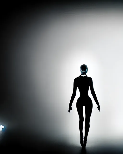 Prompt: black and white high quality photo of a beautiful futuristic dancing female posthuman-insect-cyborg looking into a sci-fi mirror:: volumetric lighting, liminal space, brutalism, foggy, dreamy, hyperdetailed, bokeh, photorealistic, cinematic, masterpiece, Metropolis, elegant, dark, octane render, 8K, in the style of Dora Maar and Man Ray