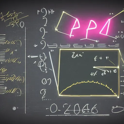 Image similar to partial differential equations, chalkboard, vaporwave, synthwave, neon, vector graphics, cinematic, volumetric lighting, f 8 aperture, cinematic eastman 5 3 8 4 film, photorealistic