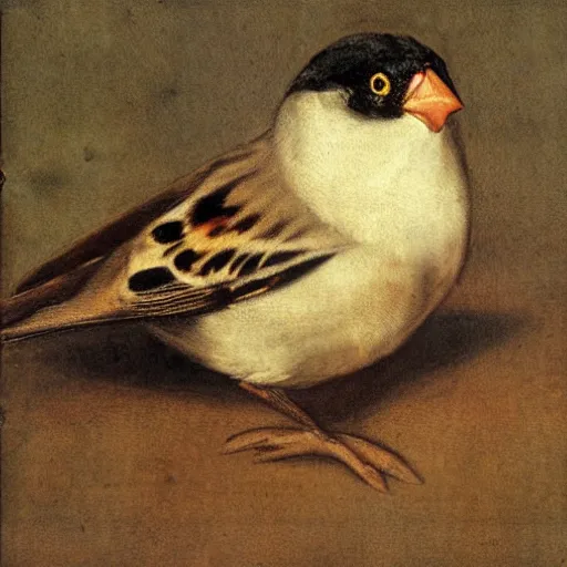 Prompt: a sparrow, by Diego Velazquez and Francisco de Goya, oil on canvas