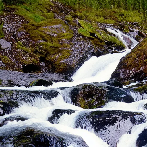 Image similar to hundreds lots lots lots of bears catching salmon at the top of a small waterfall in alaska, national geographic photo, detailed, wide angle, 1 2 0 mm film photo 4 k