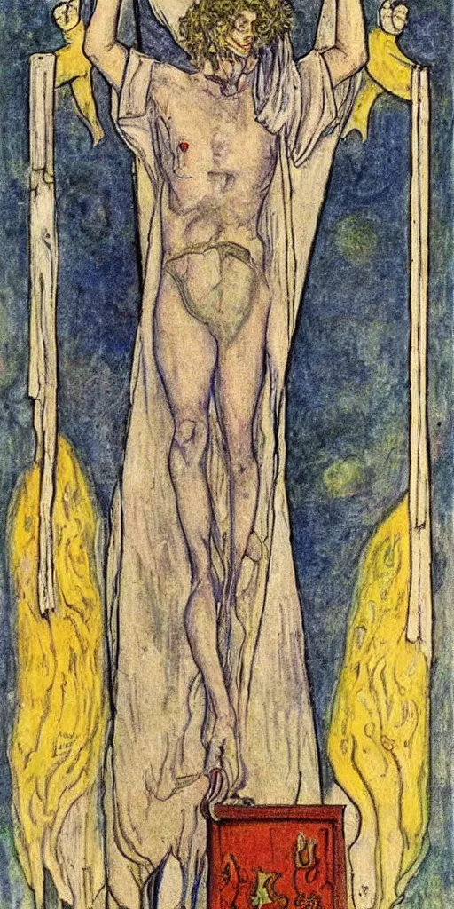 Image similar to the hanged man tarot card by austin osman spare