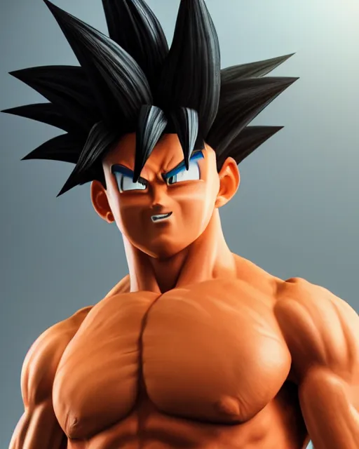 Image similar to 3 d high octane render, 8 k hyperrealism, unreal engine, photorealistic goku, portrait, dynamic lighting, photorealistic, unreal engine, octane, ultra detailed, detailed faces, hd quality, life like, high render, hd resolution