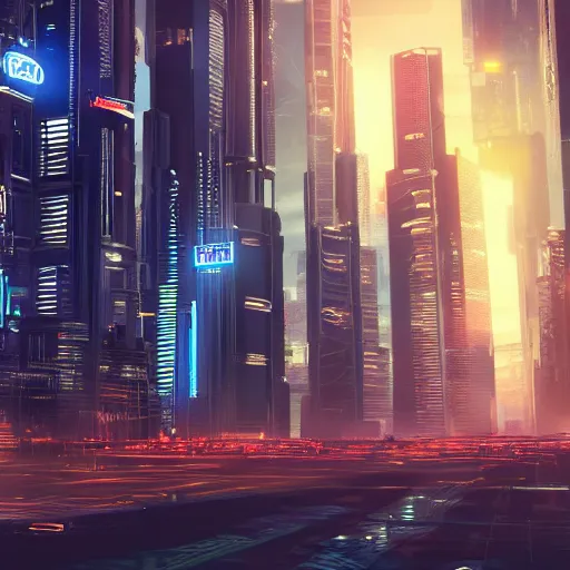 Image similar to Beautiful cyberpunk city