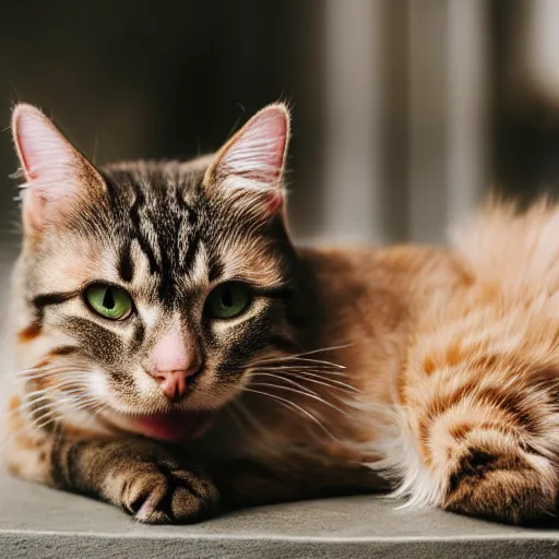 Prompt: cat with human eyes and human teeth, 4 k award - winning photography