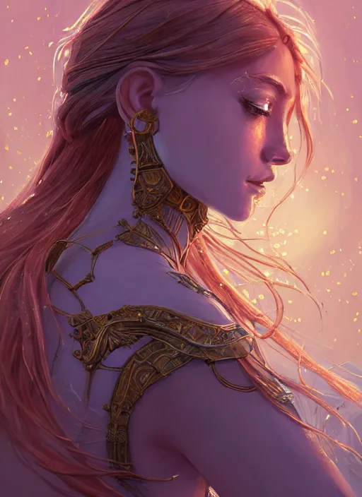 Image similar to portrait knights of zodiac girl, golden and copper shining armor, in ruined agora of athens sunrise, ssci - fi and fantasy, intricate and very very beautiful and elegant, highly detailed, digital painting, artstation, concept art, smooth and sharp focus, illustration, art by ilya kuvshinov and wlop and z - - ed and tian zi