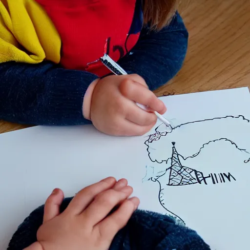Prompt: toddler drawing of Helsinki