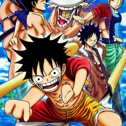 Prompt: luffy and the one piece, anime artwork