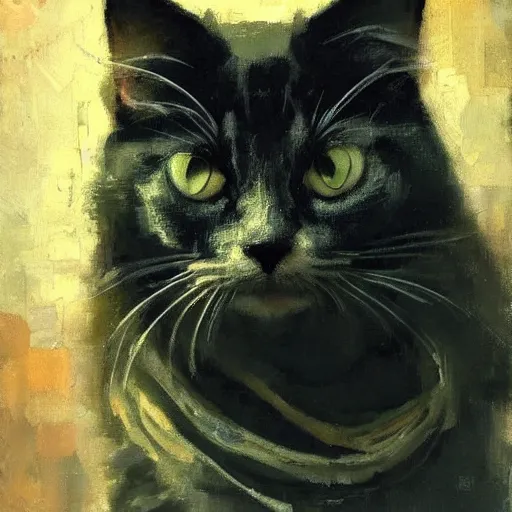 Image similar to cat with nick offerman face, jeremy mann painting